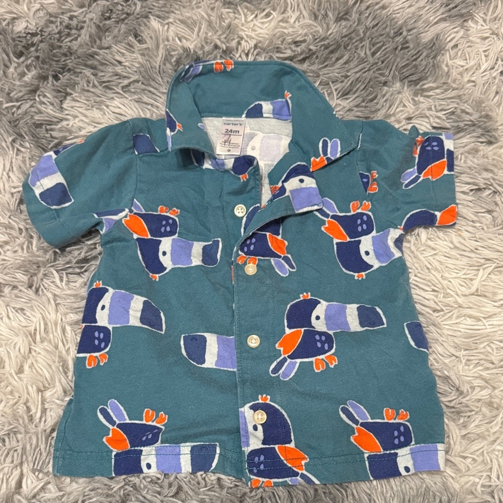 Carter's Teal Shirt with Toucan Design